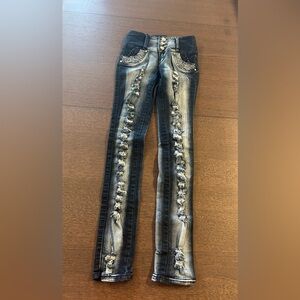 La Bonita Women Studded Sequined Distressed High-Waisted Skinny Jeans Size 1